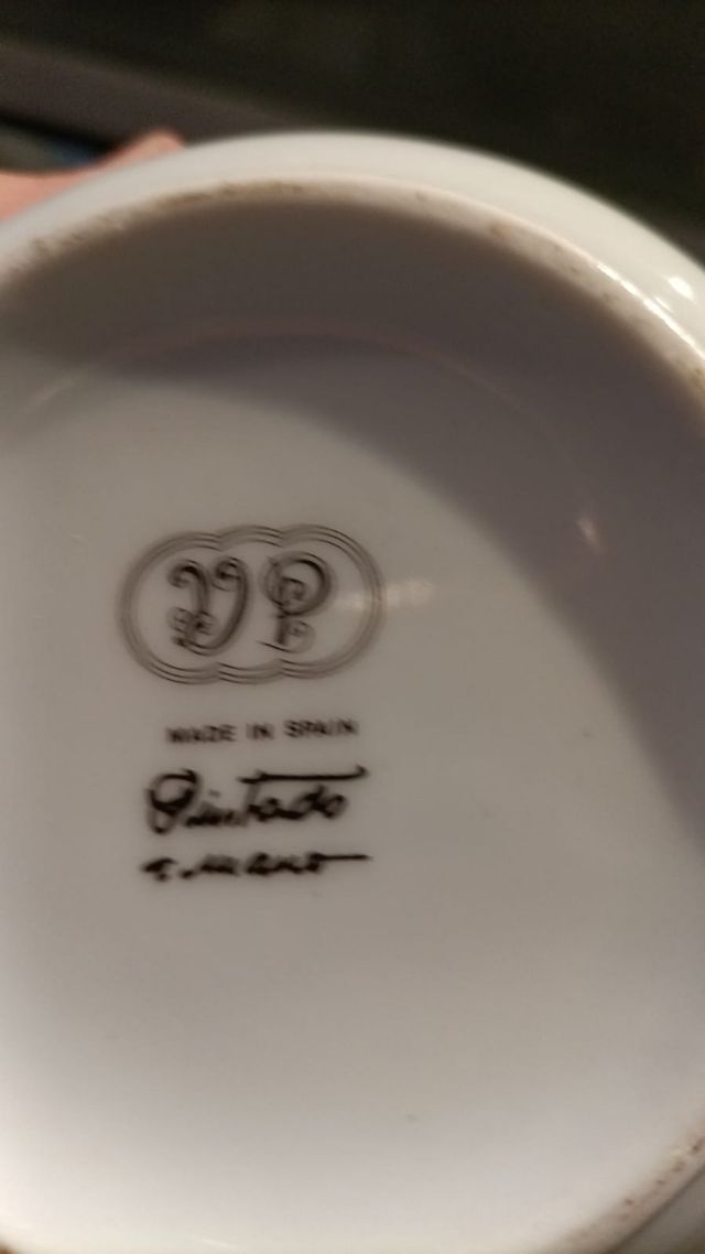 Conjunto de 5 peças em porcelana pintada à mão