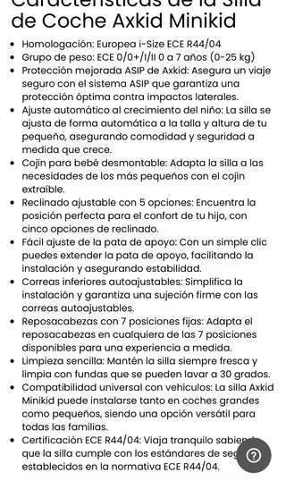 Silla de Coche a Contramarcha Axkid Minikid