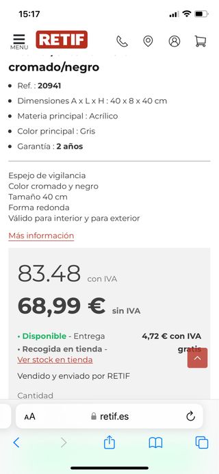 espejo de vigilancia tienda