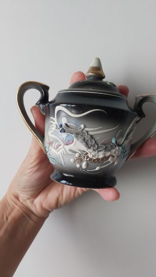 Set da tè giapponese antico, 4 tazze e 4 piatti