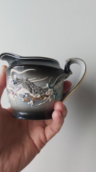 Set da tè giapponese antico, 4 tazze e 4 piatti