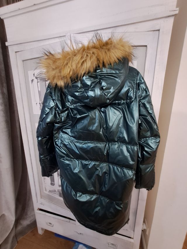 Plumas abrigo kling verde metalizado