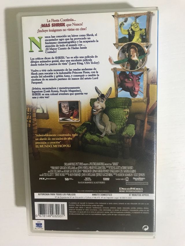 Cinta video VHS Shrek de Dreamworks