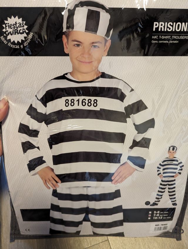Disfraz de preso nino niña 7-9 años.