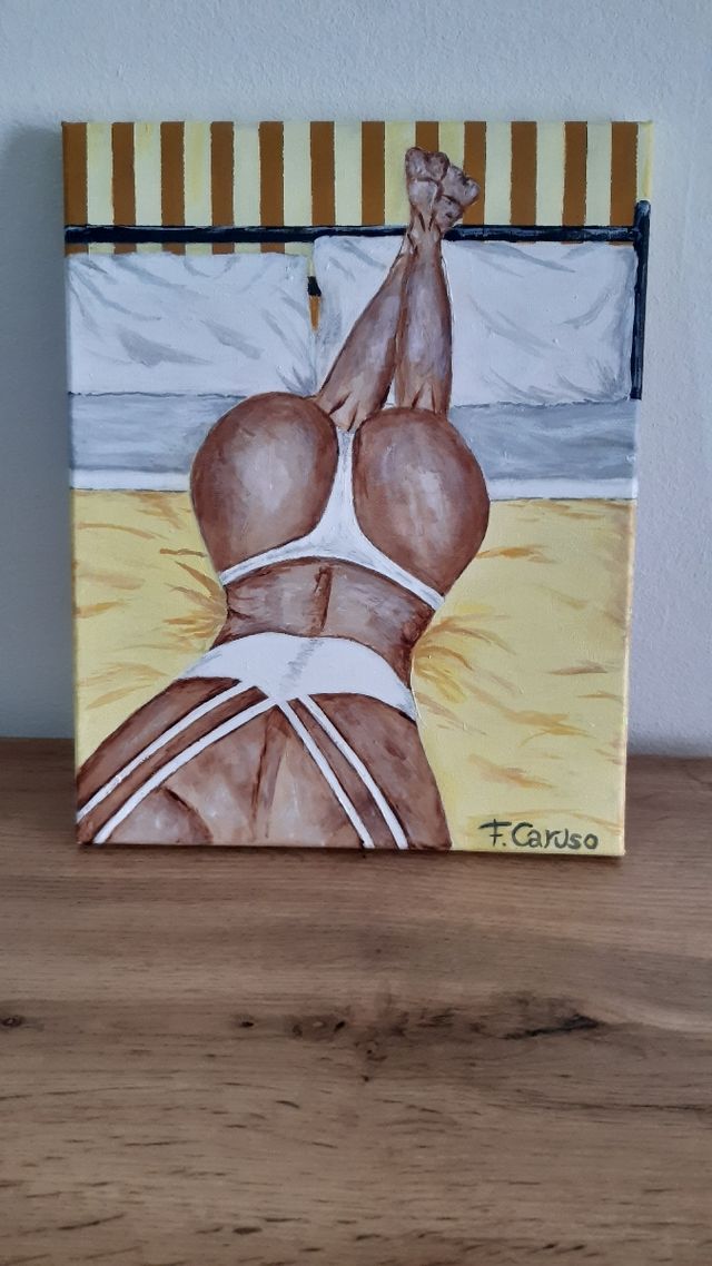 Quadro dipinto a mano, nudo Donna,culo