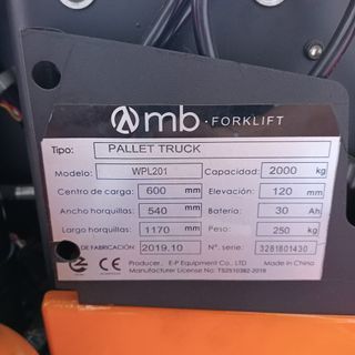 TRANSPALETA MB 2000 KG