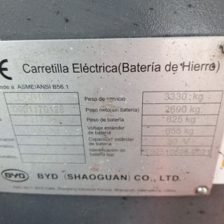 CARRETILLA ELECTRICA TRICICLO 1800 KG BYD
