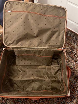 Maleta La Jaca, de tela de tapicería y piel