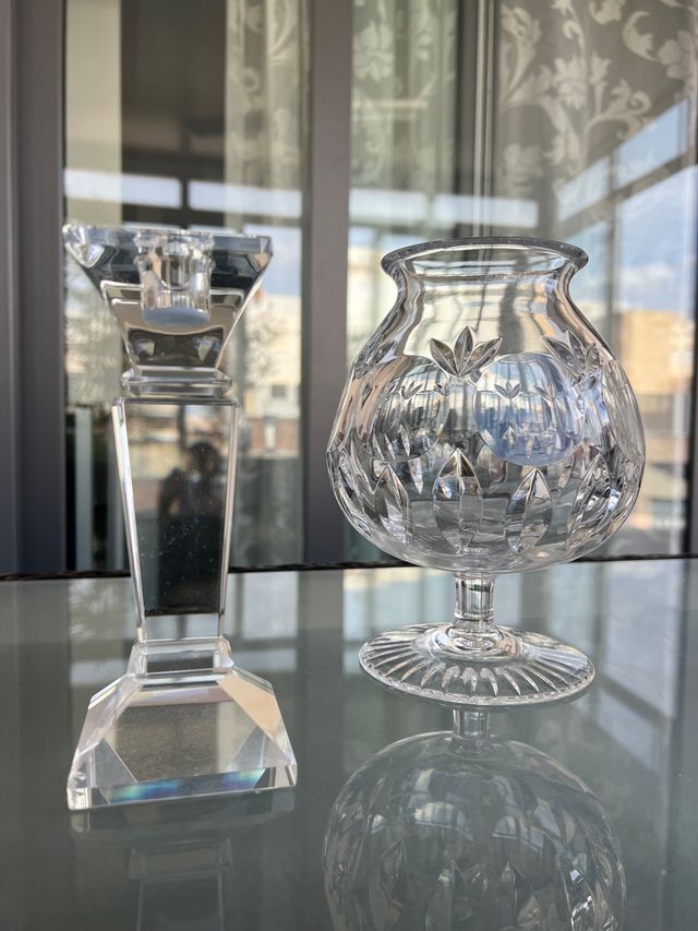 Cuenco, Jarron con portavelas de cristal