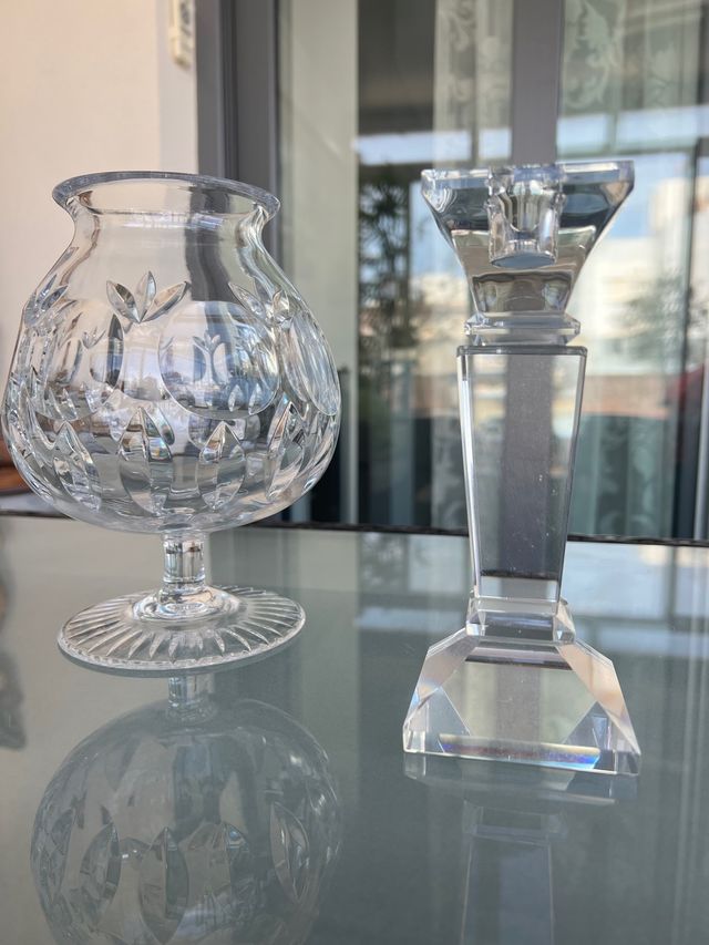 Cuenco, Jarron con portavelas de cristal