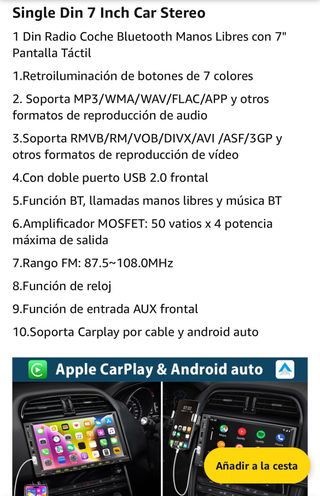 Pantalla Radio Coche 1DIN - Nuevo a estrenar