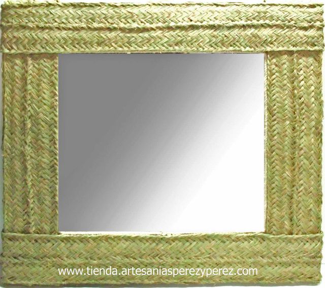 Espejo de esparto natural cuadrado doble pleita
