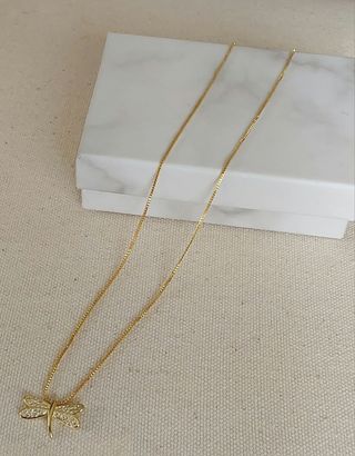 Collar plata 925 libélula color dorado