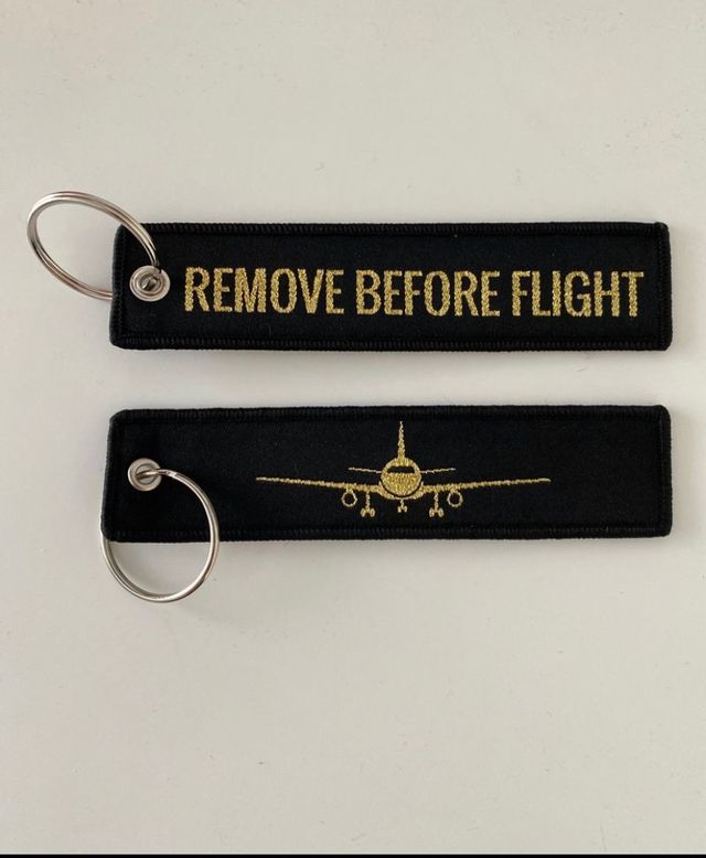 Llavero birdado aviación negro/dorado
