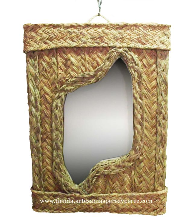 Espejo rectangular desigual nº1 de esparto natural