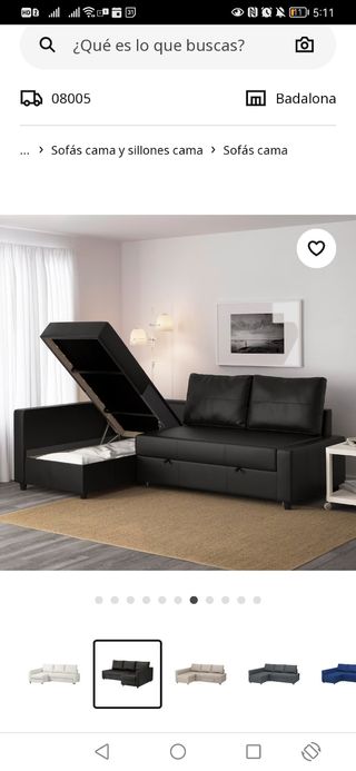 Sofá cama IKEA Friheten negro con almacenaje