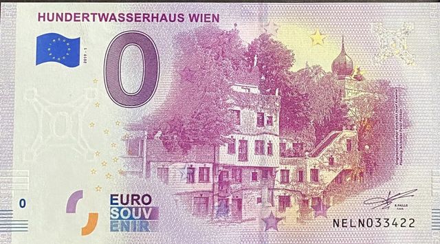 0 euro souvenir banconota HUNDERTWASSERHAUS WIEN