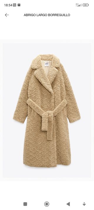 Abrigo largo borreguillo Zara mujer talla XL nuevo