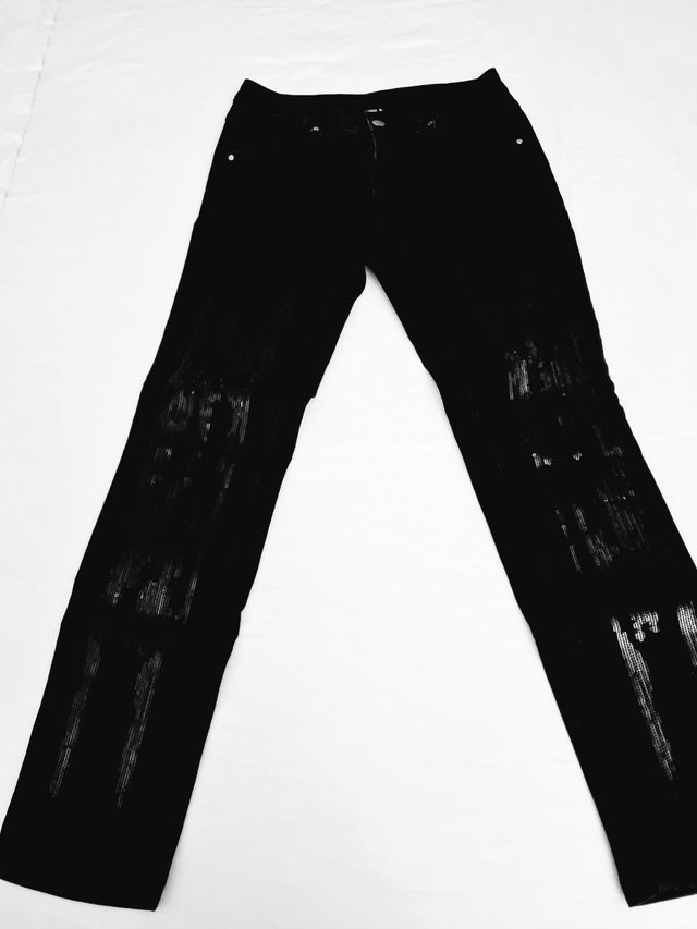 Jeans nero con paillets