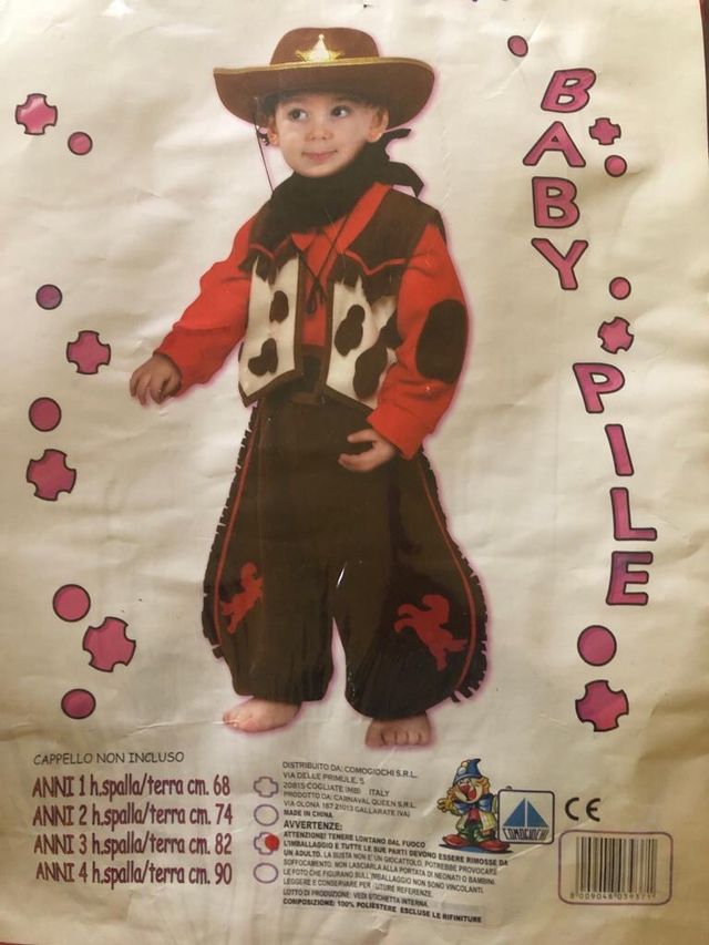 costumi carnevale bimbo 3/4 anni cow boy