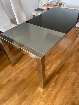 Mesa salón de cristal extensible