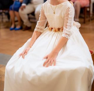 Vestido comunión ,cancan y regalo tocado