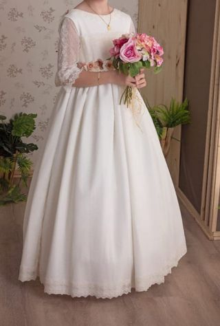 Vestido comunión ,cancan y regalo tocado