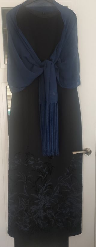 Vestido fiesta negro y azul