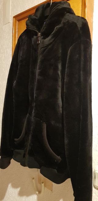 Casaco de senhora polar com capuz preto NOVO