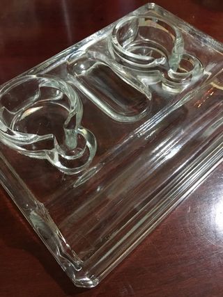 Tintero doble cristal  y Secante de madera.