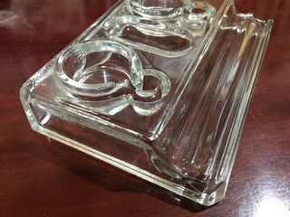 Tintero doble cristal  y Secante de madera.
