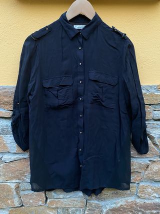 Camisa negra combinada Pull&Bear