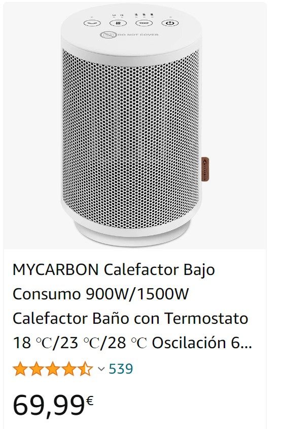 CALEFACTOR BAJO CONSUMO 900/1500W OSCILANTE