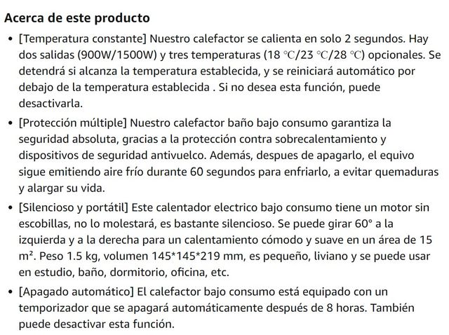 CALEFACTOR BAJO CONSUMO 900/1500W OSCILANTE
