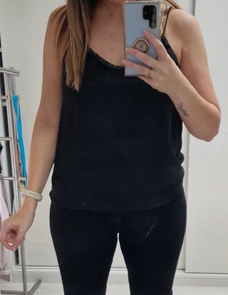Top negro pedreria Zara