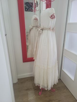 Vestido comunión lino y tul