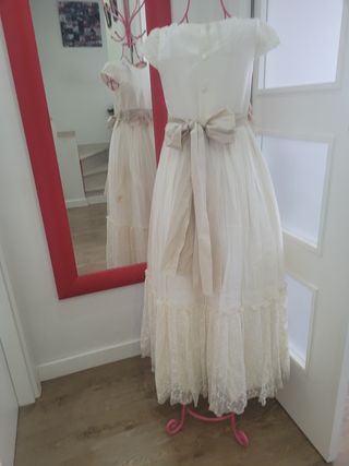 Vestido comunión lino y tul