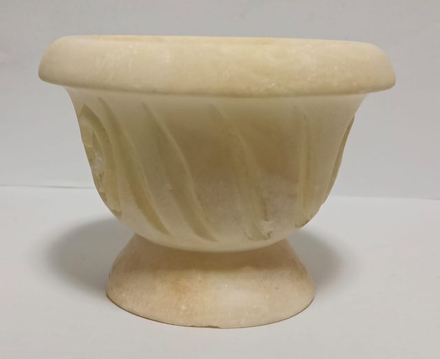 Mortero Almirez Alabastro Tallado Motivo Oriental