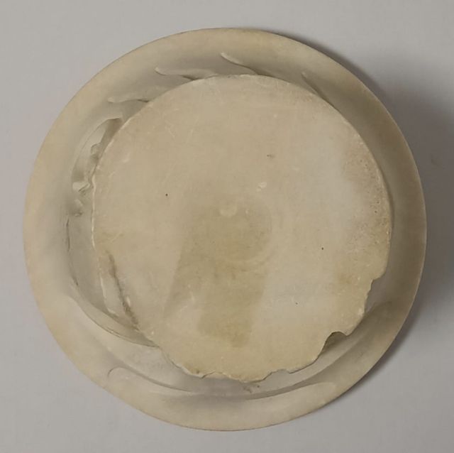 Mortero Almirez Alabastro Tallado Motivo Oriental