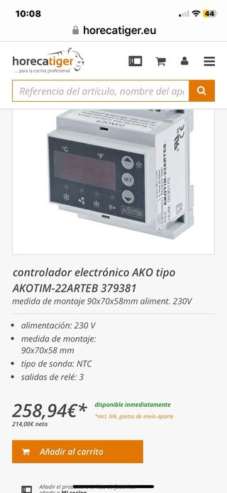 Termostato camara frigorifica