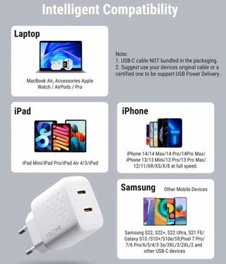 Cargador USB C GAN 35W blanco