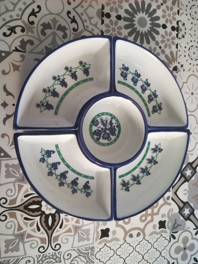 Antipastiera 4 stagioni +Set olio-aceto-sale-pepe