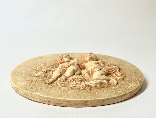 Antigua Placa de pared angelitos.