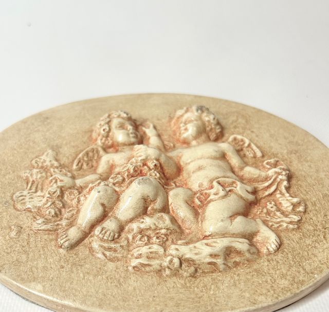 Antigua Placa de pared angelitos.