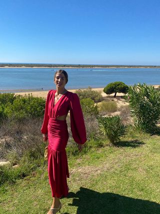 Vestido invitada rosa fucsia