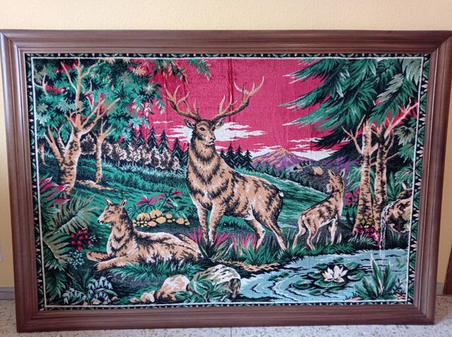 Tapiz años 70, con Marco de madera 180x3x186