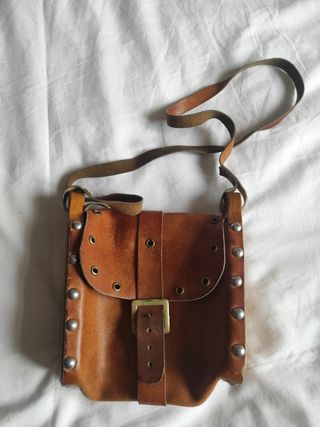 Bolso piel y madera 