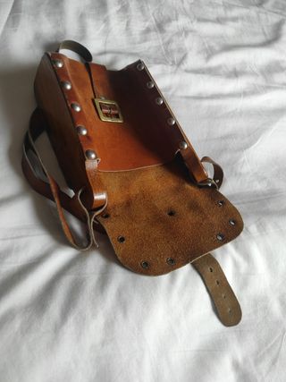 Bolso piel y madera 