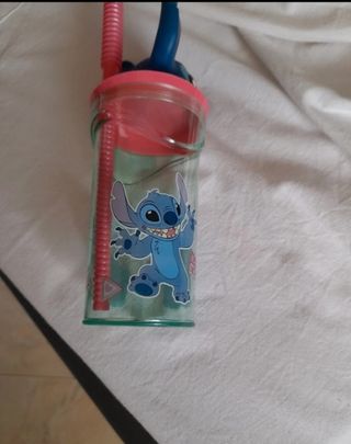 Bicchiere Stitch con cannuccia e tappo