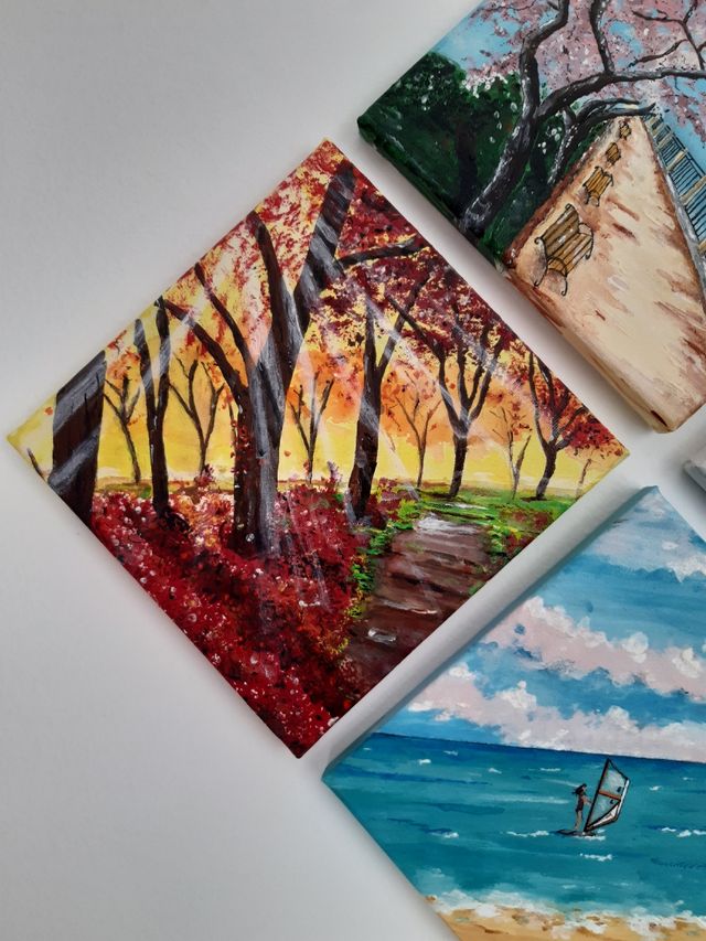 Le quattro stagioni, Quadro Dipinto a mano